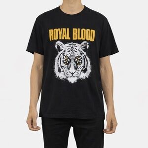Royal Blood 2023 Tour Black Graphic T-Shirt with Tiger Print